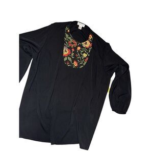 Judith Hart Black Floral Chest Lightweight Sz 20W Tunic Blouse Top‎ Formal New